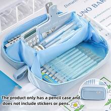 Large Capacity Transparent Pencil Case - Multifunctional Oxford Cloth Stationery Storage Bag With Zipper, Portable Cosmetic Organizer Pouch, Suitable For Office And School Supplies, Pencil Case, Backpack, Back To School Season - Multicolor - View 16