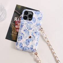1 PC Luxury High-End Faux Leather Wallet Phone Case For I Phone 16 16e 15 14 Plus 13 12 11 Pro Max Litchi Pattern For Sam Sung For Galaxy Compatible With Google Pixel 6 7 8 9 Pro XL 9A 8A 7A 6A For Xiao Mi 11 Lite 12 12S Ultra 14 Redmi Note 13 13R Pro + For MOTO Edge 30 G Power Play Stylus 5G Metal Long Chain Crossbody Card Holder Protective Cover Waterproof Shockproof Anti-Fall Scratch Resistant - Flowers E - View 6