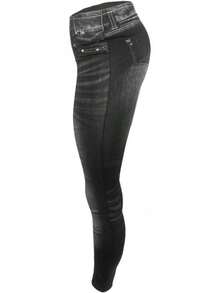 Denim Print Leggings, Fleece Lined, Full Lengthhalloween