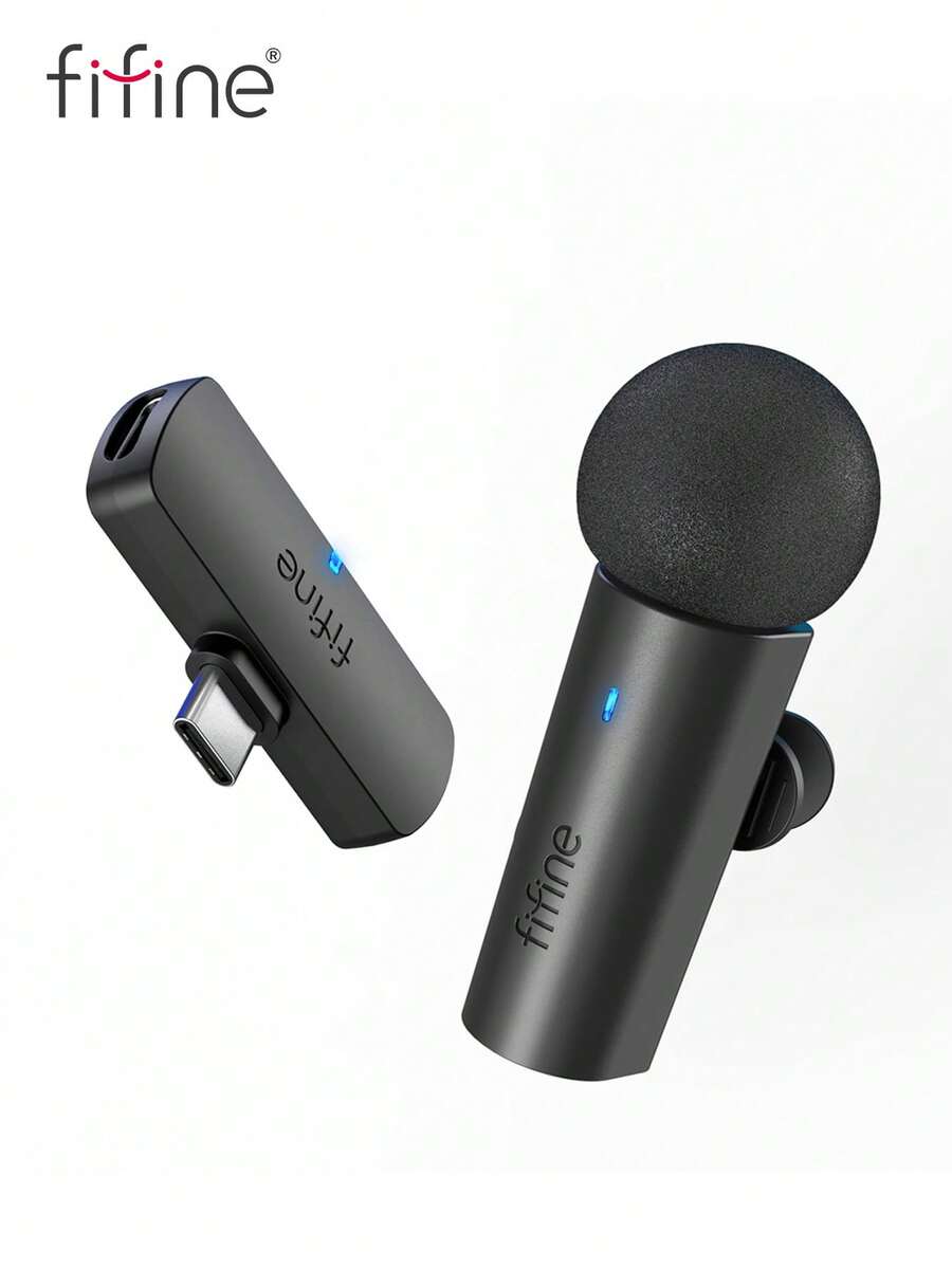 Wireless Lavalier Lapel Microphone Compatible With Iphone15(USB C)/Android Phone/Tablet, 2.4GHz Cordless Condenser Mic, Plug-Play Wireless Type-C Microphone Video/Audio Recording, Clip On Lapel Mic For Video Recording,Teaching, Interviews,Podcast,Vlog-FIFINE M6