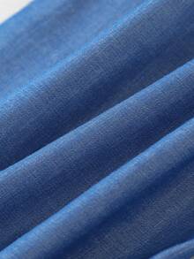 1pc Girls Casual Floral Pattern Ruffle Trim Denim Pants, Suitable For Spring/Autumn