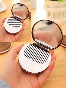2/4/8pcs Set (Makeup Mirror + Comb) Realistic Chocolate Cream Cookie Makeup Mirror, Cute Princess Portable Folding Round Mirror With Comb, Adorable Cookie Shaped Mirror With Comb, Portable Chocolate Makeup Mirror - Multicolor - View 15