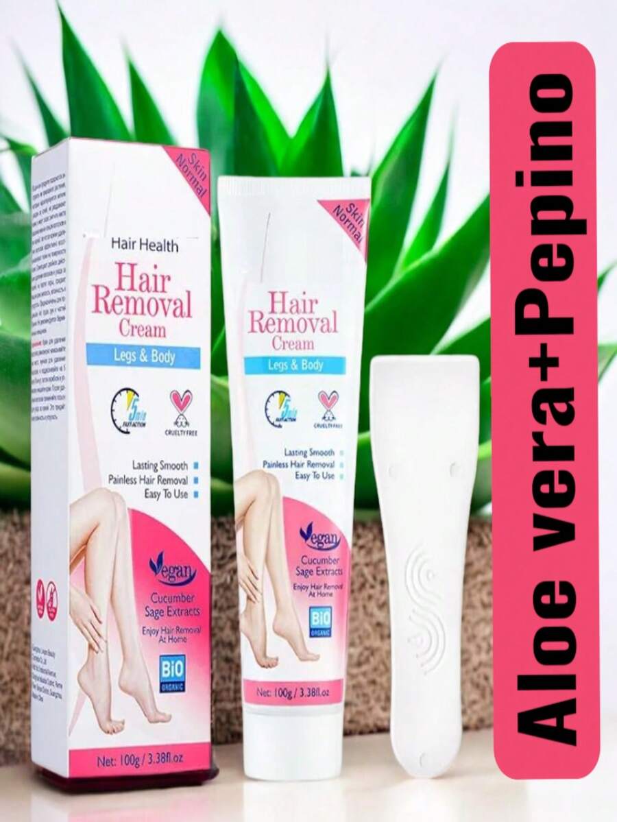 Crema Depiladora Corporal para axilas brazos con Extracto de Aloe vera y Pepino