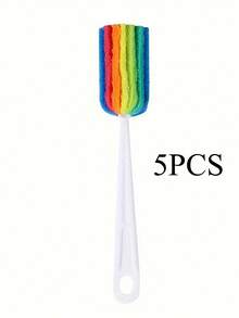 2pcs Long Handle Cup Brush, Rainbow Color Cleaning Brush Pot, Home Use Cup Cleaner, Bottle Brush - Multicolor - View 10