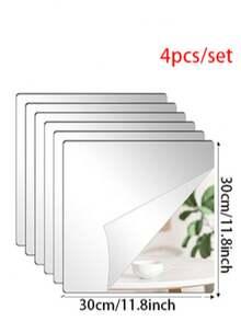 Acrylic Self-Adhesive Square Home Decor Mirror Wall Decal With Frameless Edge Design Self-Adhesive Acrylic Mirror, Shatterproof (Not A True Mirror). (Note: Acrylic Material May Exhibit Slight Shape Variations.) Ideal For Bedrooms, Kitchens, Living Rooms, Offices, Bathrooms, Hallways, Dance Studios, Home Closets, Dance Mirrors, And Gym Room Decor. No Power Source Required