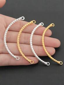 1/2/10Pcs Alloy Twisted Hollow Bead Connectors, Curved Arc Chinese Style Half Bracelet Spacer Beads, Tube Link Beads For Jewelry Making, DIY Bracelet Accessories, Handmade Beading Kit For Necklace And Anklet Crafting - Multicolor - View 5