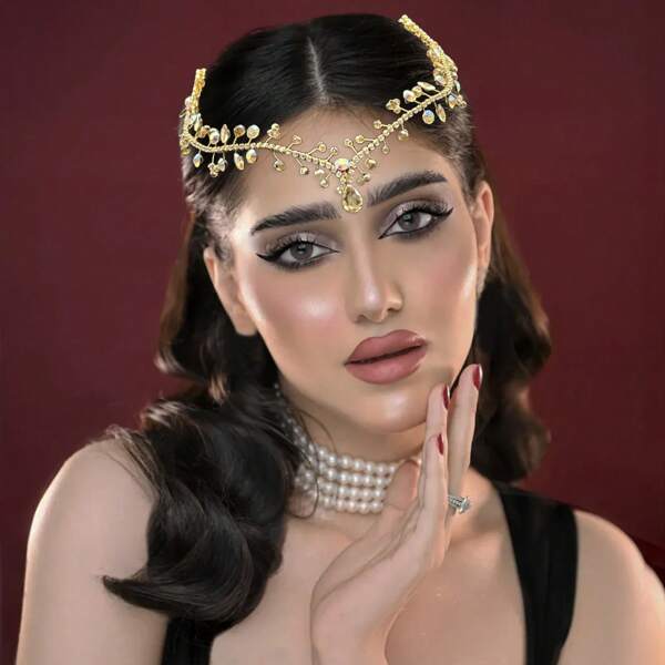 1pc Women's Silver Minimalist Bridal Headband, Handmade Crystal Forehead Chain Hair Accessory, Suitable For Wedding, Daily Wear, Gala, Party