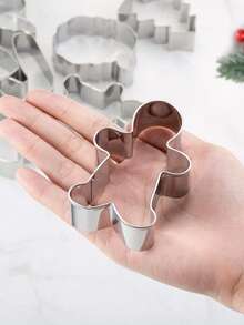 Conjunto de 5 cortadores de biscoitos de Natal, moldes para biscoitos de inverno, combinação de moldes para assar em Natal, confeitaria, biscoitos de fondant, boneco de gengibre, árvore de Natal, moldes para biscoitos de confeitaria para o Natal, decorações de Natal, pijamas de Natal, presentes de Natal, decoração de Natal - Prata - Ver 8