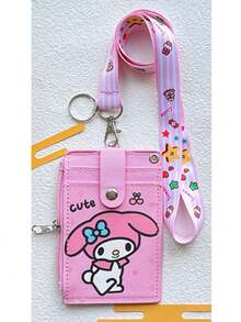 Sanrio 1 PC Hello Kitty Pink Lanyard With Card Holder – Cute Cartoon Design For ID, Access, Student & Work Badges – Neck Strap For Easy Carrying