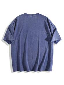3 Pack Men's Vintage Washed Oversized Cotton T Shirts Loose Fit Short Sleeve Casual Streetwear Unisex Tops - 黑色+灰色+藍色 - 查看 2