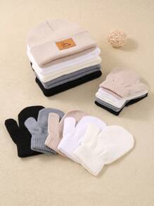 5-Piece Baby Knit Hat And Glove Combination Set In Random Colors, Suitable For Newborns, Baby Boys And Baby Girls. These Are Warm Hats For Autumn And Winter, Specially Designed For Toddlers With Soft And Comfortable Features.Christmas/Thanksgiving Gifts
