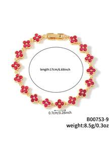 1 件彩色时尚奢华花卉锆石手链 - 橫豎連結式 - 查看 15