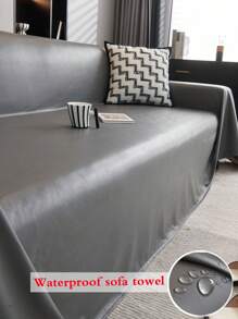 1pc Contemporary Waterproof Sofa Throw Cover - Pet Friendly Seasonal Sofa Blanket Protector, 100% Polyester, Suitable For Sectional Sofas, Machine Washable (180-200gsm) - Dark Grey - View 9