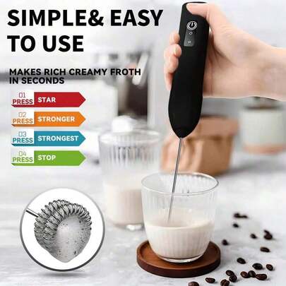 1 件电动奶泡器、咖啡起泡器、咖啡搅拌器、USB 充电便携式手动电动奶泡器迷你搅拌器、厨房配件、厨房必需品、咖啡吧配件、厨房用品、家居必需品、厨房用具、适用于咖啡、拿铁、卡布奇诺、热巧克力、厨房饮料搅拌机、咖啡牛奶搅拌器 500mAH