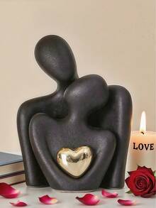 1pc "Kiss Of Love" Resin Sculpture, Romantic Embracing Couple Decor, Meaningful Figurine Suitable For Bedroom, Home Office, Bookshelf, Tabletop (Please Note Product Size) - Multicolor - View 17