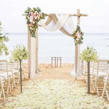 1 Set White Tulle & 1 Set Deep Champagne Tulle, Wedding Arch Drape Backdrop Decor, Suitable For Engagement, Ceremony, Reception, Celebration, Bridal Shower, Outdoor Hanging Decoration - Multicolor - View 6