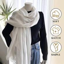 Extra Large Cotton Linen Shawl Wrap For Women, Elegant Scarf With UV Protection Breathable Lightweight Cover Hijabhalloween - 卡其色 - 查看 2