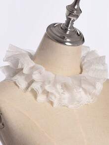 Xiacheng 1件复古蕾丝荷叶边可拆卸领子，维多利亚爱德华风格白色服装领子，男女通用 - 復古款 - 查看 4