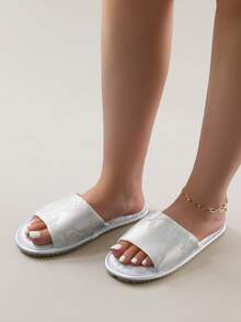 Elegante neue chinesische Stil bestickte Satin Offene Zehe Bequeme Damen Hausschuhe, rutschfest