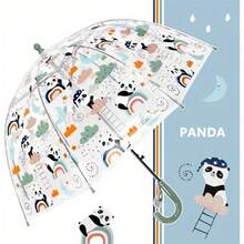 1pc New Children's Colorful Princess Umbrella With Bag Edge Cute Transparent Plastic Printed Unicorn Kindergarten Umbrella Boy Valentine Heart Valentine Summer Cooling,Beach,Travel - Hot Pink - View 4