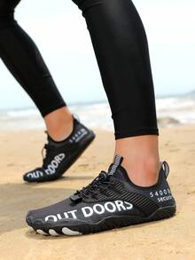 Unisex atmungsaktive Wasserschuhe - schnelltrocknend, rutschfeste Fünf-Finger-Wassersportschuhe, geeignet für Strand, Schwimmen, Surfen und Wandern - strapazierfähige Gummisohle, Schnürung, ganzjährig, Strandschuhe - Schwarz - Übersicht 3