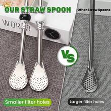 2 Pcs Stainless Steel Yerba Mate Straw, Reusable Bombilla Mate Spoon Straws, 7.4 Inch Long Tea Coffee Filter Straw For Loose Tea Cocktail (Black & White Bead),12918039 - Beige - View 7
