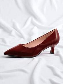 Fashionable & Comfortable High-End Plus Size Pointed Toe High Heel Shoes For Women - Burgundy - View 2