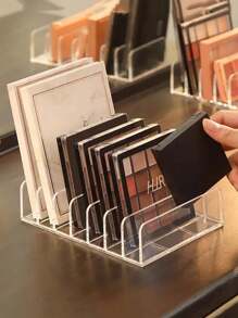 1 Bandeja para sombras de ojos, organizador de maquillaje de 7 ranuras, organizador de tocador de escritorio/cajón, caja de almacenamiento de maquillaje ahorradora de espacio, organizador de maquillaje transparente, apto para tocadores, encimeras de baño, armarios, habitaciones, dormitorios y decoraciones de sala de estar, accesorios de viaje, cajas de regalo, regalos de almacenamiento y regalos divertidos.