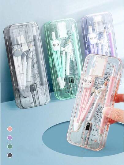 طقم أدوات هندسية وقرطاسية للطلاب، بوصلة، أدوات رسم هندسي، قرطاسية للعودة إلى المدرسة