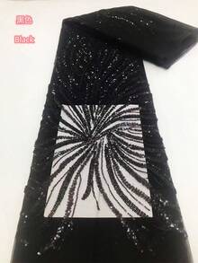 手工串珠法国蕾丝面料 2026 蓝色高品质非洲蓝色亮片蕾丝刺绣尼日利亚婚礼蕾丝材料缝纫 1 码/5 码 - 彩色 - 查看 8