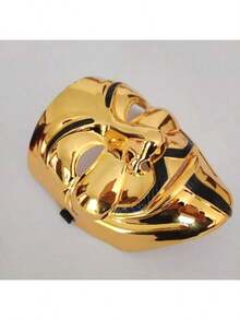 1pc Premium Electroplated Gold/Silver Mask, Movie Theme Mask For Halloween Party Costume Prop - Multicolor - View 1