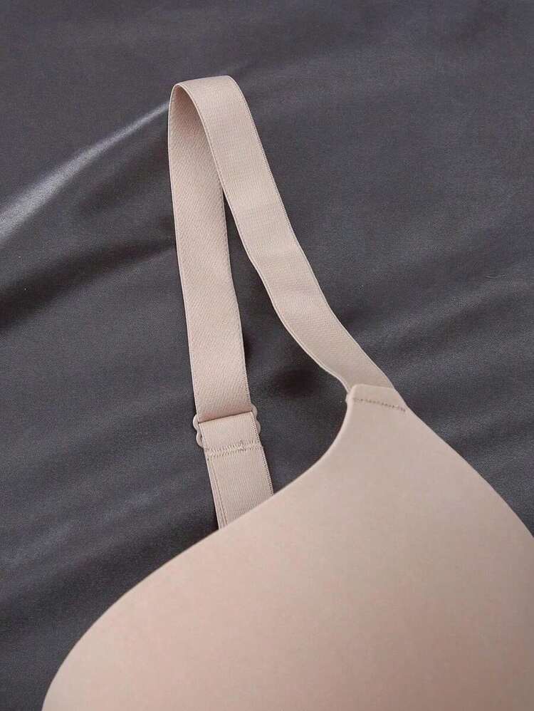 3 Peças Conjunto de Sutiãs Simples e Casuais Sem Arame, Alça de Espaguete, Cor Sólida - Multicolorido - Visão 2