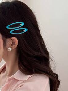 12个/6个装精致透明几何椭圆形BB夹，时尚发夹，适合女性和女孩，适合上学、秋季佩戴，可爱蝴蝶结发夹，头饰，发卡 - 彩色 - 查看 6