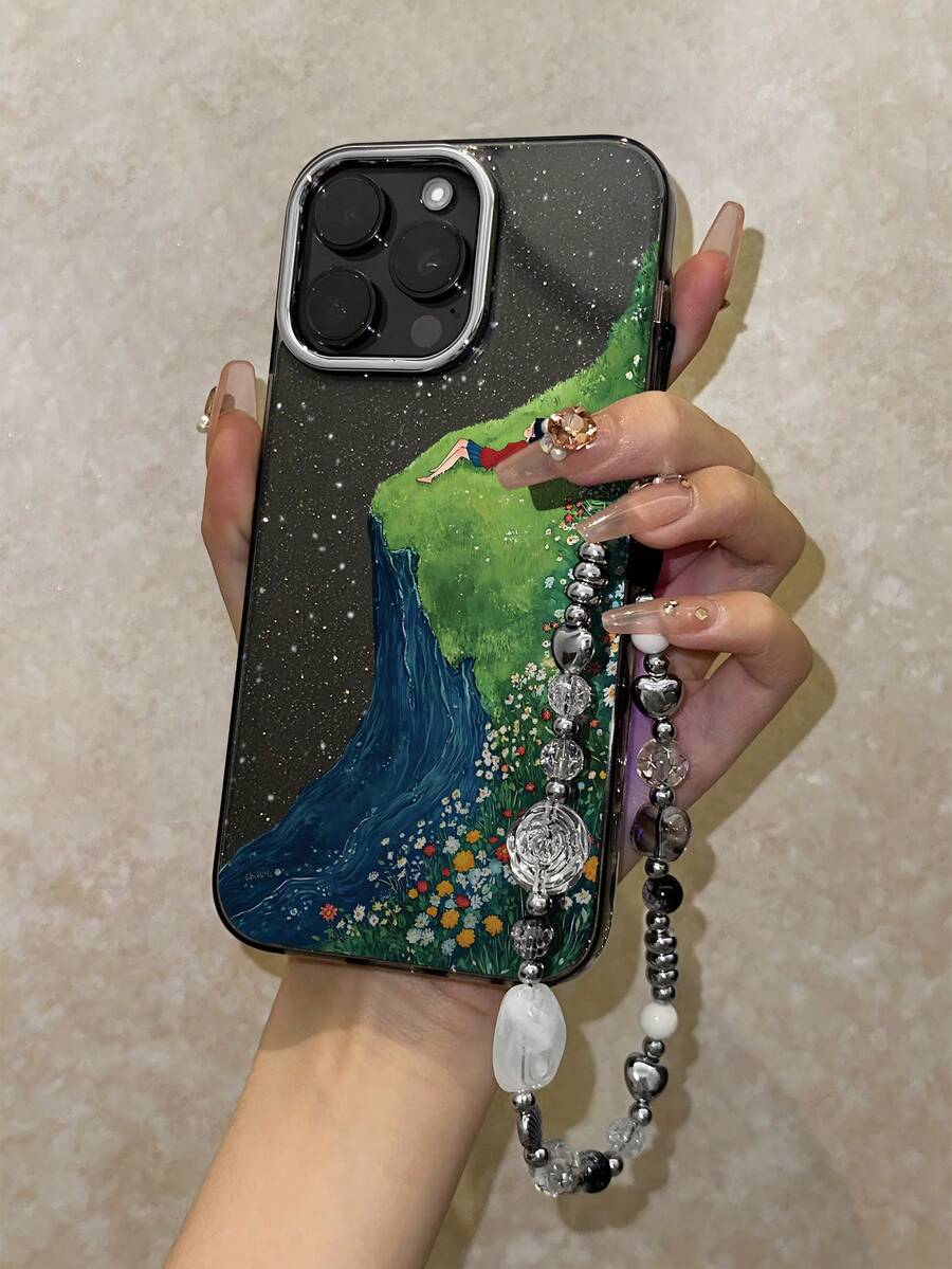 Cliff Girl 11 Pro Max/16 Pro Max/15 Pro/14 Plus/13/12/11 防摔手机壳,13 Pro Max/12 Pro 亮片手机壳 - 電鍍鏡框 細閃黑 - 查看 1