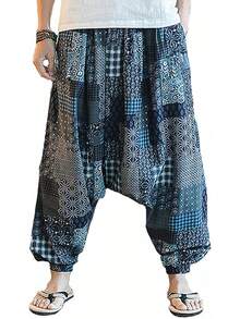 Mens Womens Harem Pants Loose Fit Boho Yoga Hippie  Drop Crotch Trousers-20256688 - Phong cách 7 - Xem 5