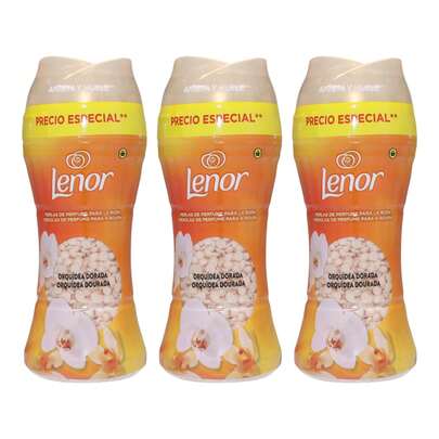 Lenor Pack de 3 Botes de Classics Orquídea Dorada Perlas de Perfume Potenciador de Fragancia para la Ropa Limpieza Tradicional Aromática y Profunda 195g (585g en total ) - El envase puede variar  ✅ Entrega de 1-3 días