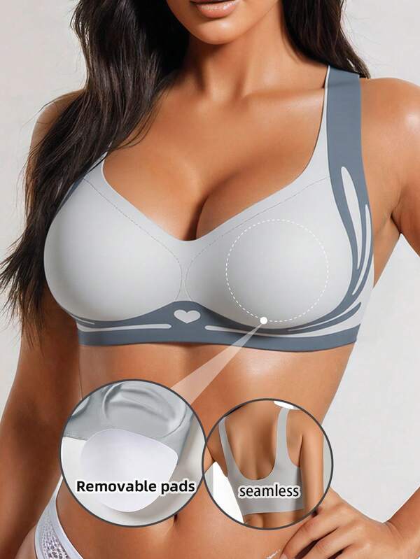 Women's Push Up Bra Wireless Bra Women Soft Support Underwear Comfortable Seamless Sports Oriented Underwear Sexy Striped Pattern Removable Pads Lingerie