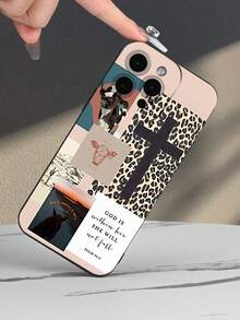 Fashionable, Popular, Personalized, Western Religious Pattern Design Theme Luxury Shockproof Aesthetic Cute Phone Case,Lens Protrusion Protection , Compatible With For IPhone 16/16Plus/16Pro/16ProMax, 15,14, 13, 12, 11 Series And Compatible With For Galaxy S/A Series,Gift For Easter Day, Christmas Halloween Decoration/Gift For Birthday, Girlfriend, Boyfriend, Friend Or Yourself. - 黑色 - 查看 3