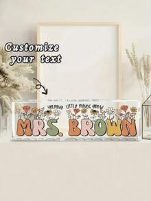 1pc Personalized Acrylic Desk Name Plate With Floral Design 21 Styles- Custom Engraved Office Desk Sign For Women And Men - Elegant Clear Acrylic Glass Block - Ideal For Boss, Teacher, Coworker Appreciation Gifts,Personalized Office Decor, Ideal Gift For Bosses, Teachers, Lawyers, Doctors & Colleagues -Personalized Gifts, Holiday Gifts