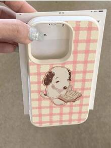 1pc Fashionable Cute Vintage Book Dog Pattern Litchi Texture Anti-Fall Anti-Slip Soft Phone Case, Suitable As Birthday, Holiday Gift For Friends, Family, Couples, Compatible With Apple, Phones