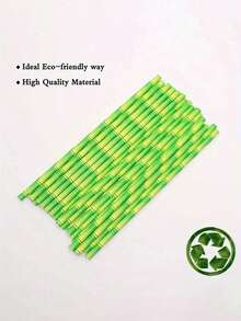 10-100pcs Bamboo Print Paper Straws - Durable & Stylish, Suitable For Cocktails, Juices, Milkshakes And Smoothies - Ideal For Wedding, Birthday And Party Decorations, Also Ice Drink Straws | Premium Party Supplies | Durable Paper Straws, Educational Supplies - Multicolor - View 3