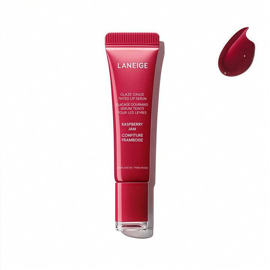 Laneige Glaze Craze 有色唇膏 #Raspberry Jam Color 12g/0.42 盎司 | 明显丰盈的唇部精华，具有光泽、高光泽的效果 | 富含滋养成分，令双唇柔软、水润 | 轻盈配方，提供全天保湿和舒适感 | 添加一抹有色泽，具有光泽、光泽般的效果