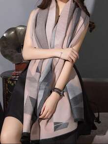 女士加厚超大披肩围巾，用途广泛，适合空调房办公环境，保暖舒适，秋冬季可搭配连衣裙穿着。 - 灰色 - 查看 2