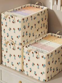 Caja de almacenamiento de tela cubo tejido azul. Con doble asa, adecuado para organizadores familiares, vuelta al colegio, mudanza, caja de almacenamiento plegable