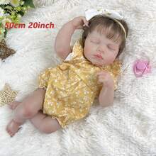 50cm realistisch schlafendes Reborn Baby Puppe mit 3D-bemalter Haut und sichtbaren Adern (Stoffkörper, Vinyl-Gliedmaßen) 20 Zoll Neugeborenes Baby Mädchen Kunstspielzeug lebensecht Kinder Geburtstagsgeschenk
