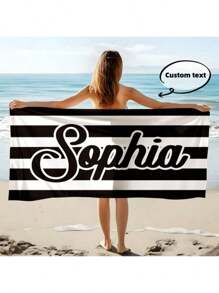 1pc Customizable Extra Large Beach Towel - Soft, Highly Absorbent, Quick-Drying, 100% Polyester Microfiber Material, Essential For Summer, Suitable For All Ages, Wind & Sun Protection, Ideal For Beach, Party, Travel, Camping, Also A Perfect Holiday Gift To Create A Vacation Atmosphere. - Multicolor - View 10