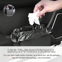 Car Trash Can, Foldable Waterproof Leather Car Garbage Organizer Holder, Automotive Mini Dustbin Container With One Roll Trash Bag, Universal Interior Car Accessories (Beige) - 米色 - 查看 4