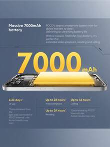Xiaomi POCO M7 NFC智能手机，6GB+128GB/8GB+256GB全球版，6.9英寸FHD+沉浸式显示屏，144Hz刷新率，7000mAh（典型值）大容量电池，支持33W快充和18W反向充电，5000万像素AI双摄像头，骁龙685处理器，AI人脸解锁，IP64级防水防尘，是送给孩子和父母的绝佳圣诞礼物。 - 銀色 - 查看 3