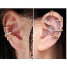 1PC Ear Cuff Earrings For Women Non Piercing Gold Ear Cuffs Gold Plated Ear Cuff For Non Pierced Ears Clip On Cartage Earring Fake Earrings Man Lightweight
