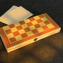 Ajedrez clásico de familia con plegado y almacenamiento para adultos, ajedrez de madera, regalo para Navidad, cumpleaños, Año Nuevo, regalo de juegos - Multicolor - Ver 9